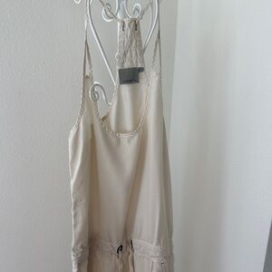Athleta dress Cream Sleeveless Jumpsuit front pockets